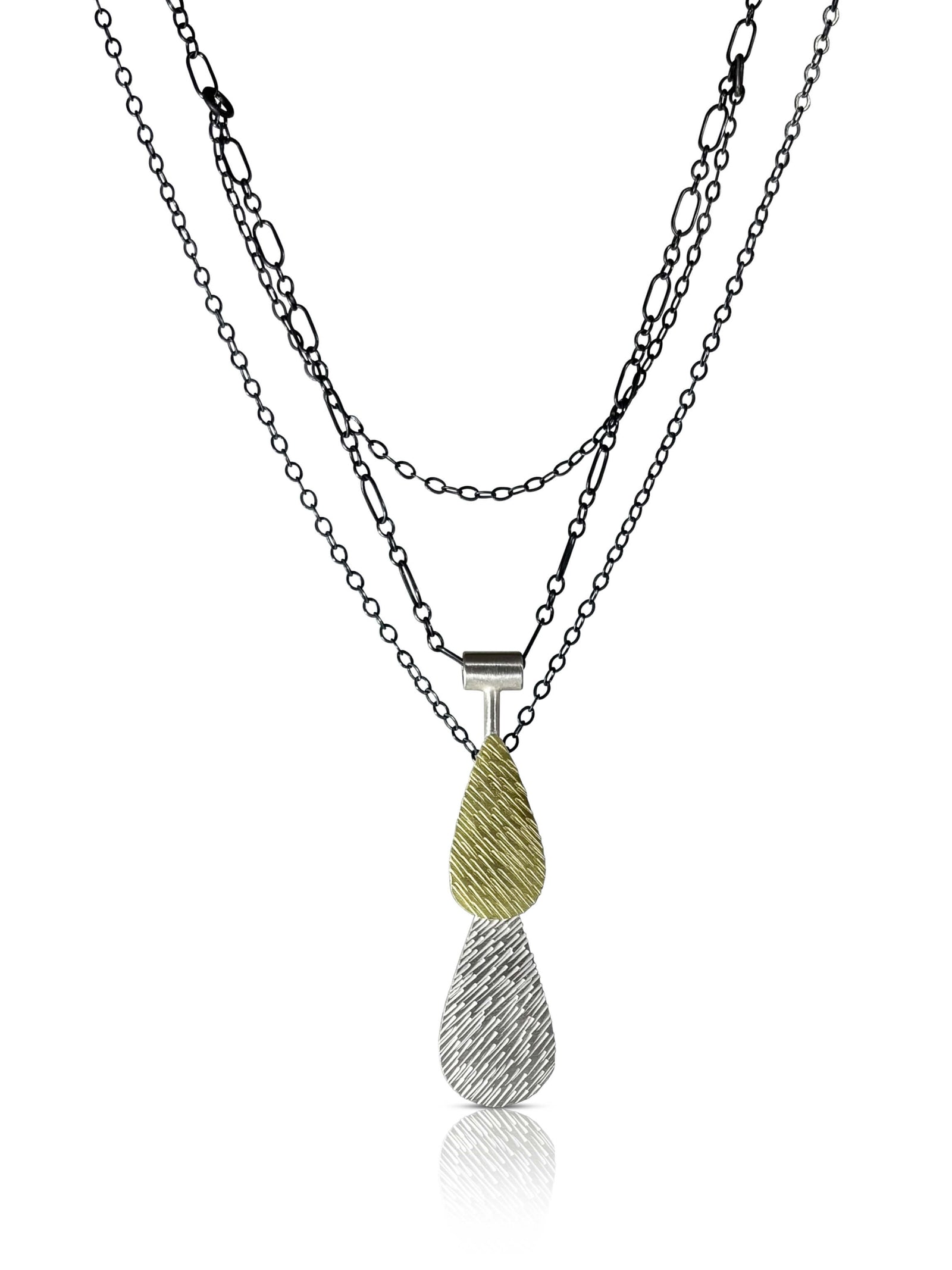 Bright Gold and Silver Rain Drop Pendant