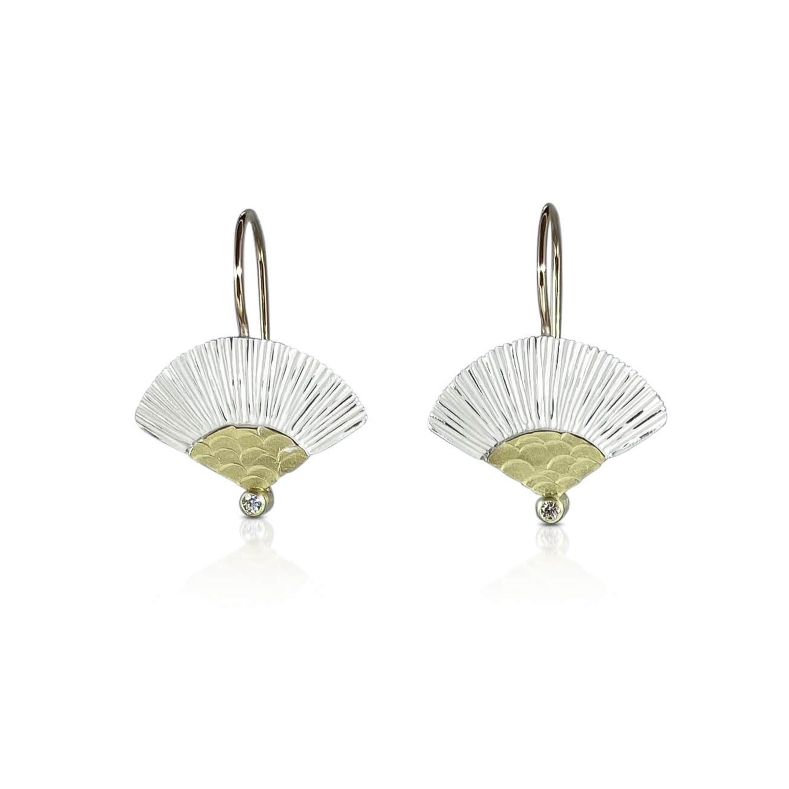 Bright Fan Earrings with Diamonds