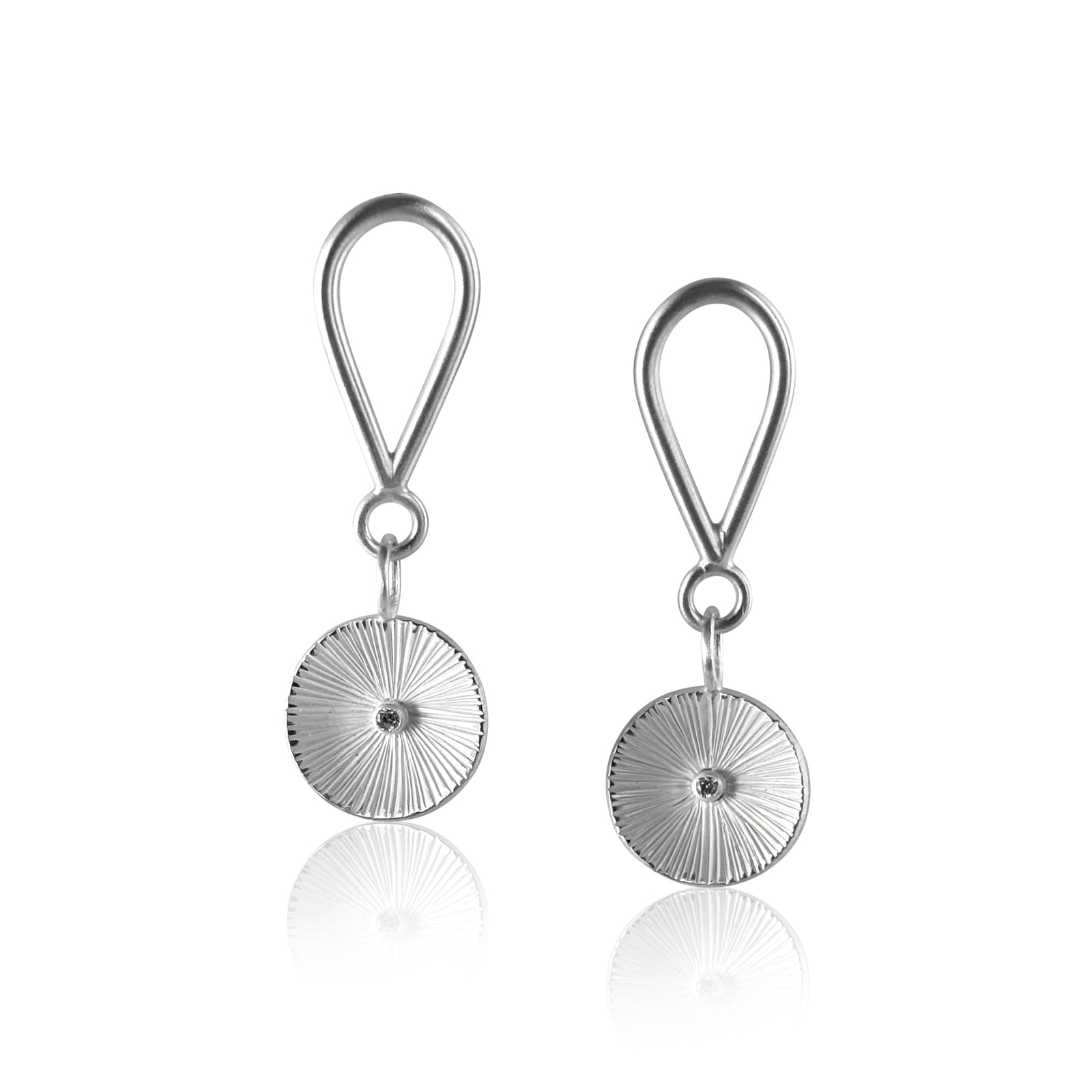 Silver Sunburst Drop Earrings