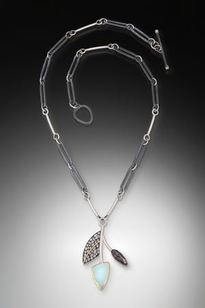 Druzy, Leaf and Bud Botanical Necklace