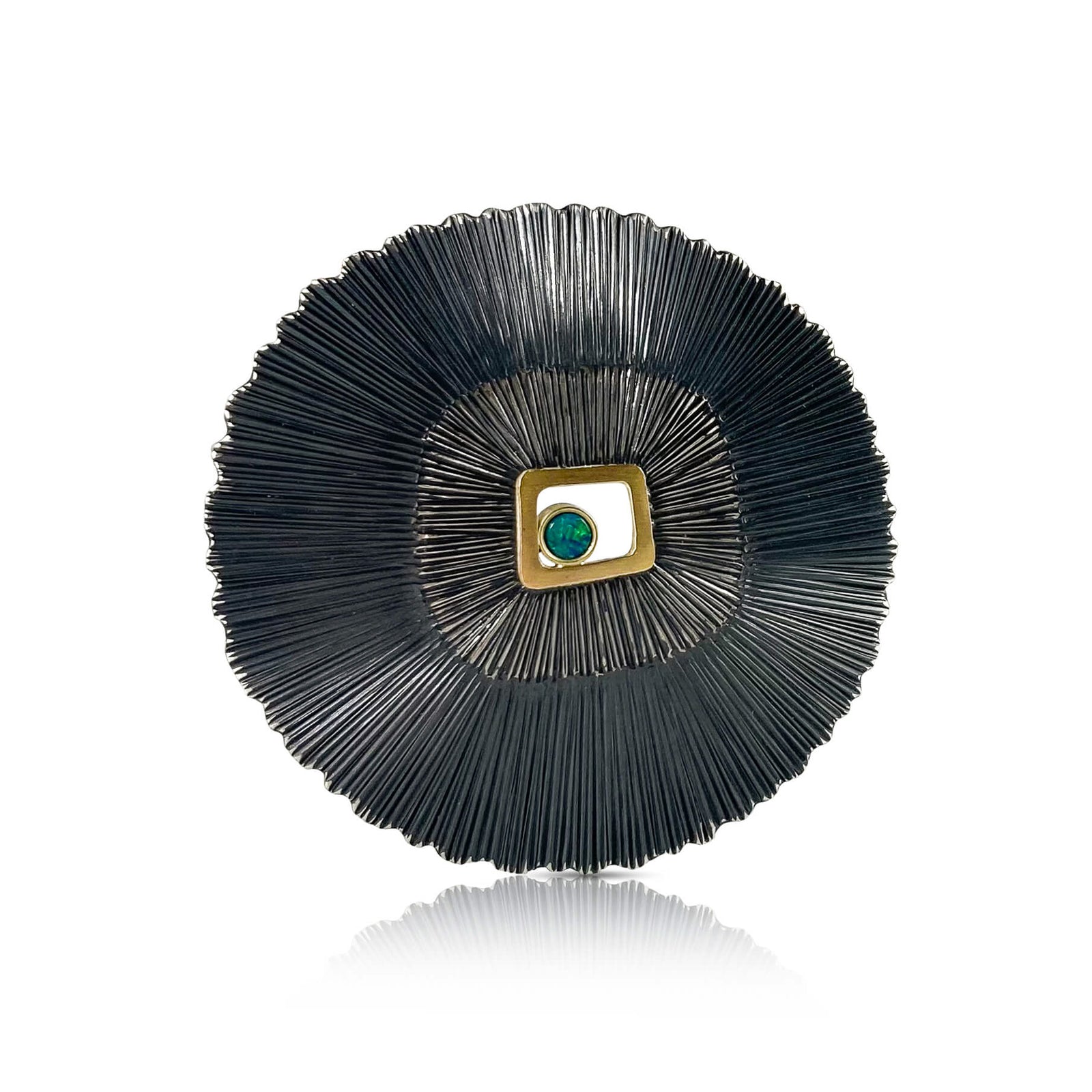 Oxidized Shell Pin/Pendant with Opal