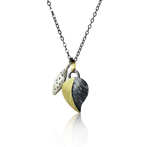 Gold and Oxidized Silver Leaf Earrings