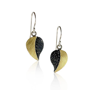 Gold and Oxidized Silver Leaf Earrings