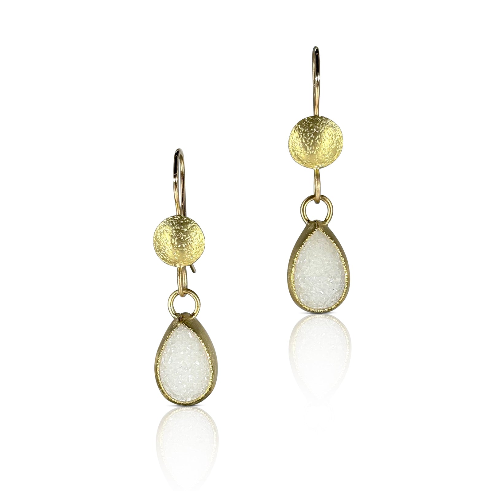 White Druzy Drop Earrings