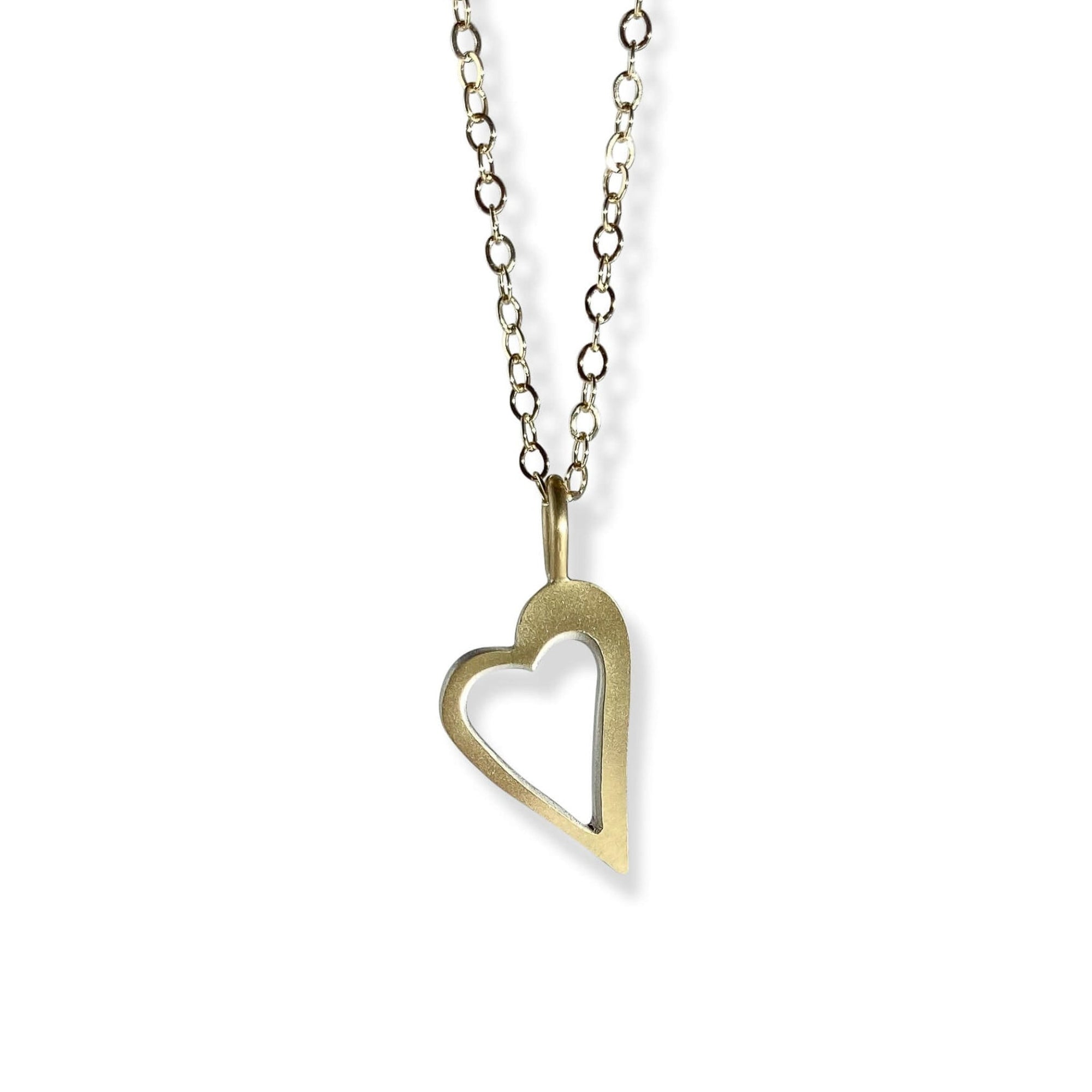 Gold Open Heart Pendant with Gold Chain